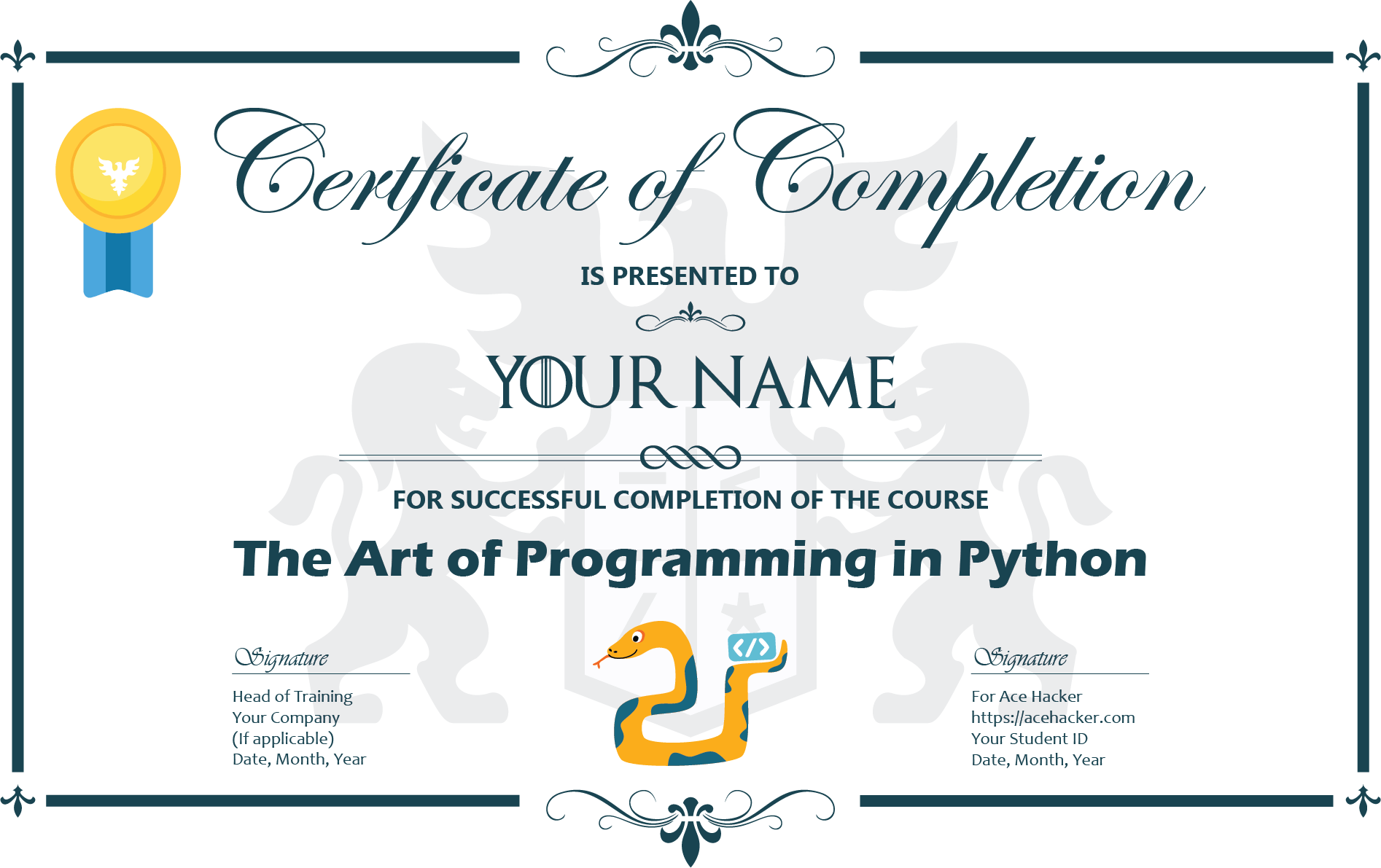 Certificate of Completion in Python Programming