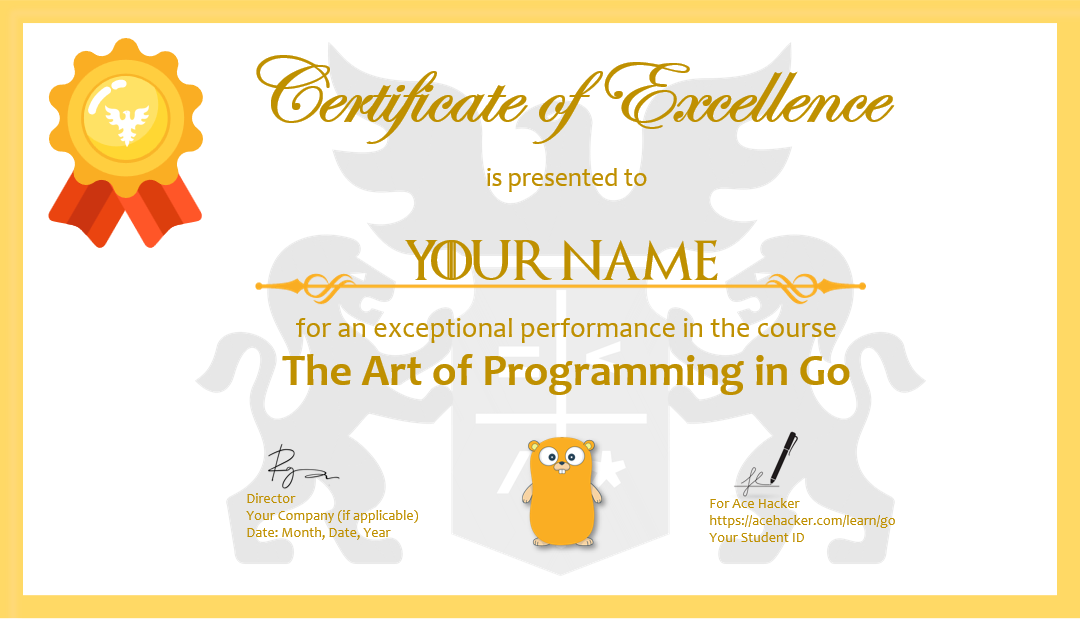 Certificate of Excellence in Go Programming