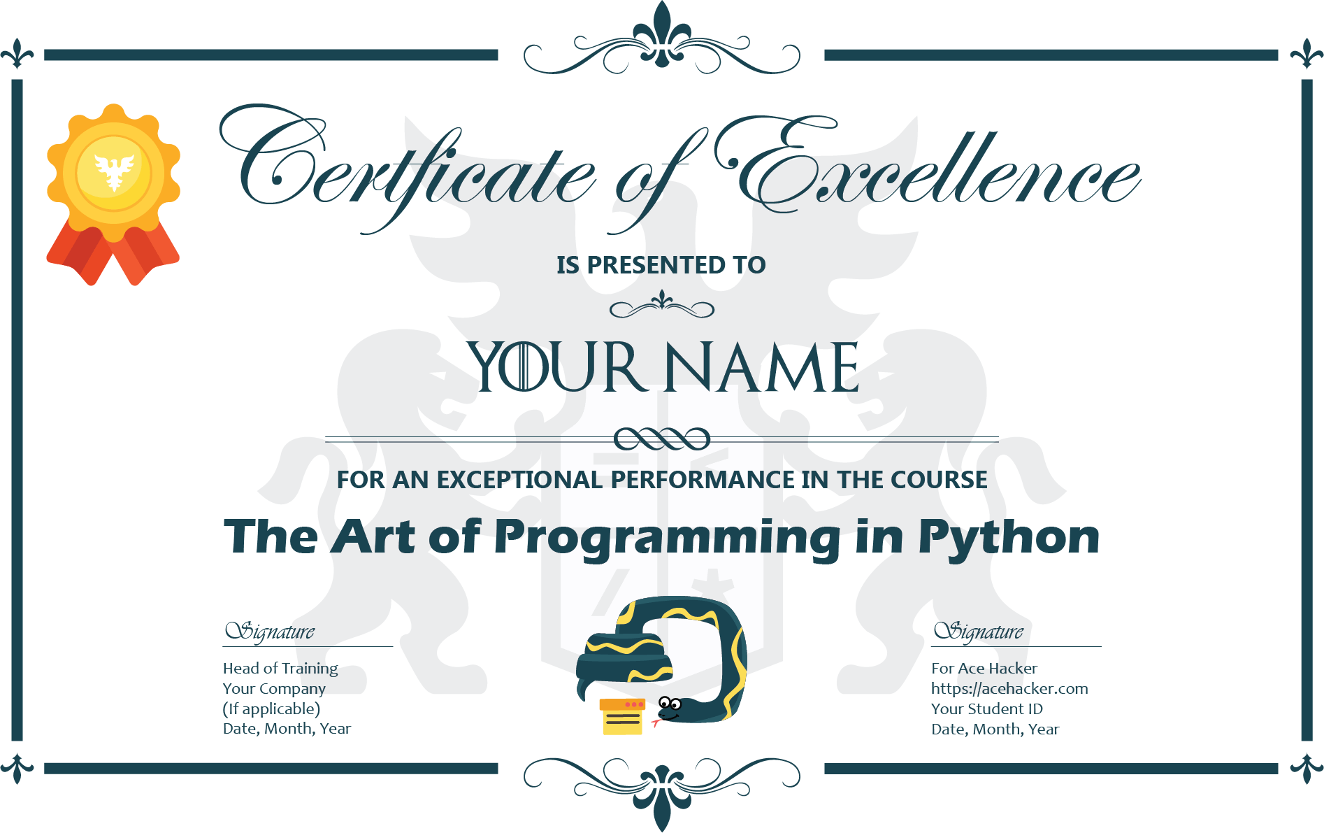 Certificate of Excellence in Python Programming